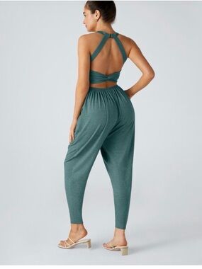 HALARA Teal Open-Back Jumpsuit